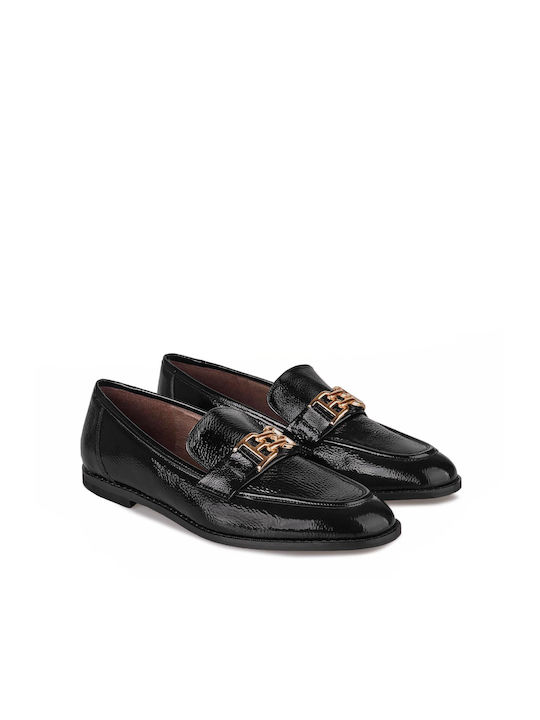 Boss Shoes Patent Leather Women's Moccasins Black Naplaq