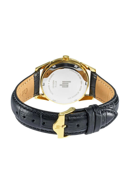 Lip Watches Himalaya Men's Watch Battery with Black Leather Strap
