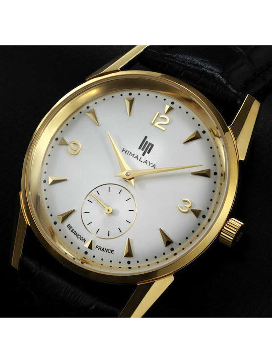 Lip Watches Himalaya Men's Watch Battery with Black Leather Strap
