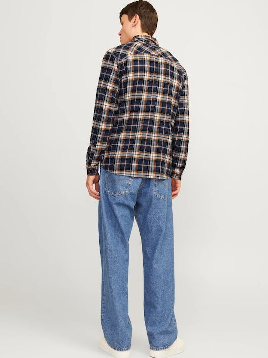 Jack & Jones Φανελένιο Πουκάμισο Orange / Hawaiian Sunset