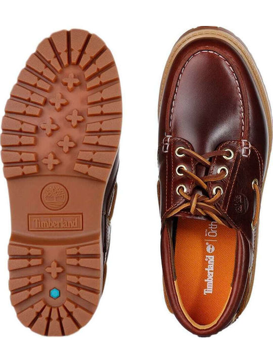 Leather Women's Boat Shoes in Burgundy Color