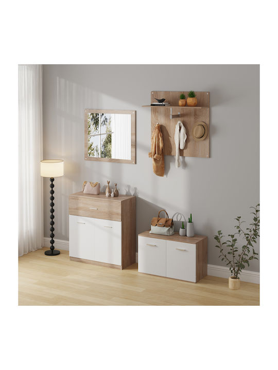 Dionne Eingangsmöbel mit Spiegel / Garderobe & Schuhschrank Shona-white 160x35x160cm