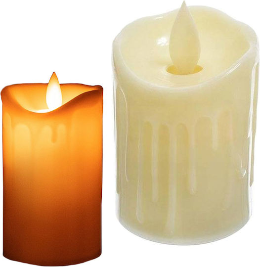 Decorative Led Candle Zola On Off Button Natural Flame Model 7x5 Cm
