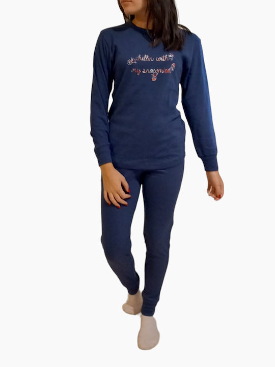 Karelpiu Winter Damen Pyjama-Set Baumwolle Weiß