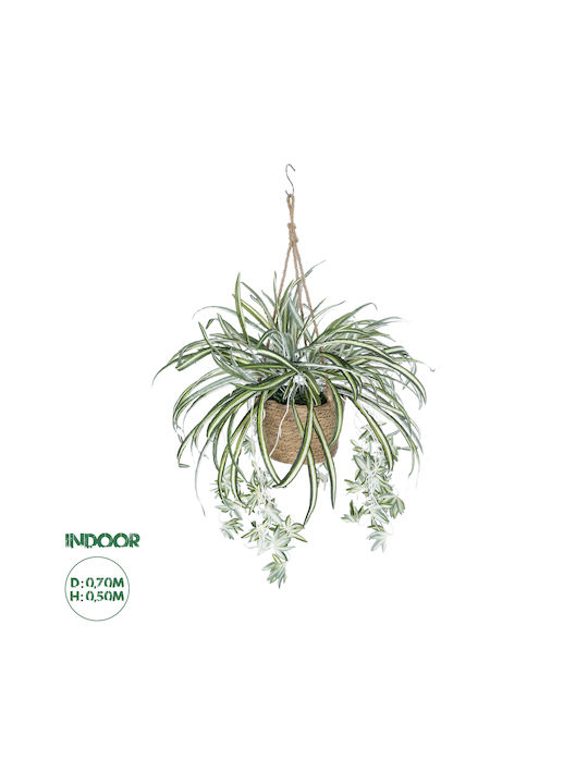 Globostar? Artificial Garden Chlorophytum Comosum Hanging Plant 20638 Τεχνητό Κρεμαστό Διακοσμητικό Χλωρόφυτο Y50cm