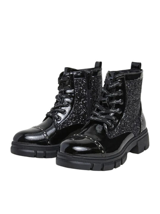Lilli Studs G Kinderstiefel aus Lackleder mit Reißverschluss Schwarz