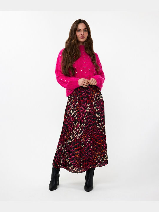 Esqualo Satin High Waist Skirt Leopard Multi Color