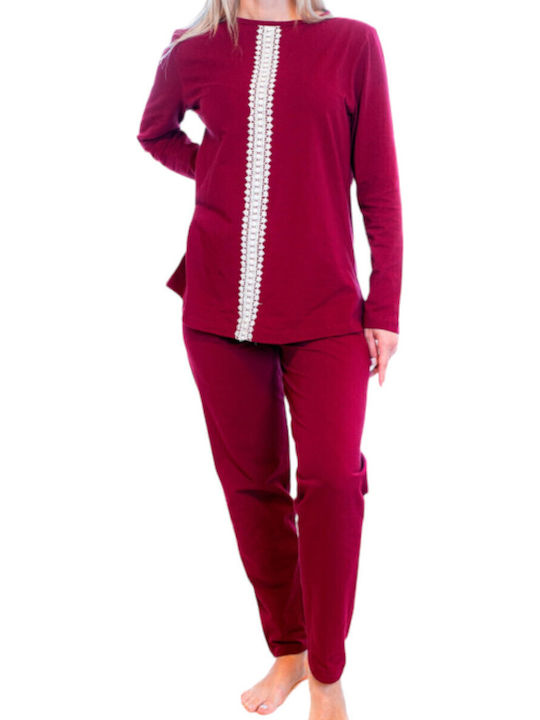 Nina Club Winter Women's Robe with Pyjama Burgundy