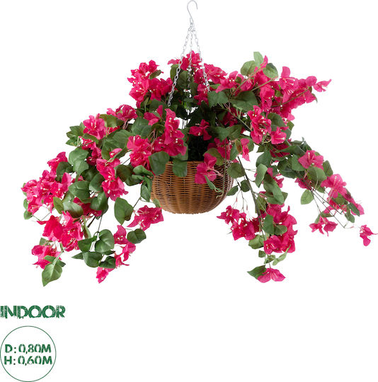 Globostar Künstlicher Garten Rhododendron Hängende Pflanze 20634 Künstliche Hängende Dekorative Pflanze Rosenbusch Y60cm