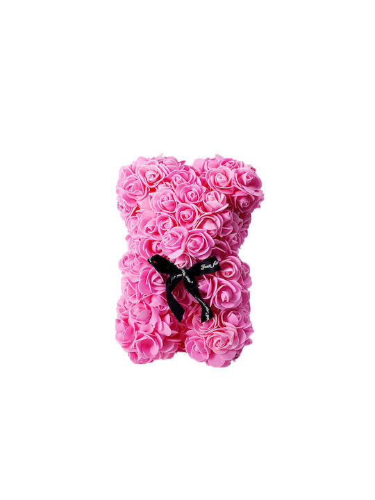 Teddybär aus künstlichen Rosen Fuchsia 25cm in Box Dorosimo