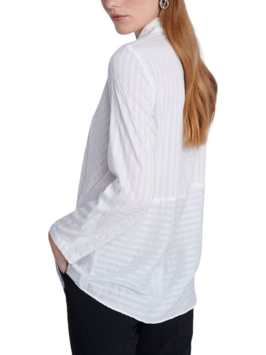 Ale - The Non Usual Casual Women's Striped Long Sleeve Shirt White