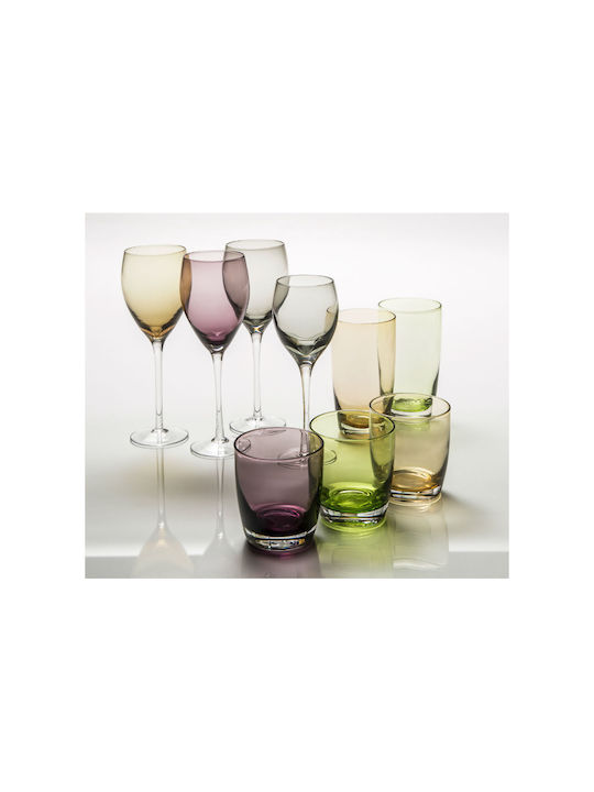 Cryspo Trio Irid Amber Pahar pentru Vin Alb din Sticlă în Culoarea Galben Pahar cu picior 260ml 52.014.54