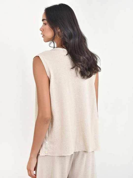 Heel Shop Women's Blouse Sleeveless Drape Cookie