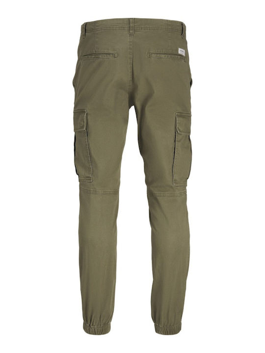 Trousers Cargo Elastic in Slim Fit Olive