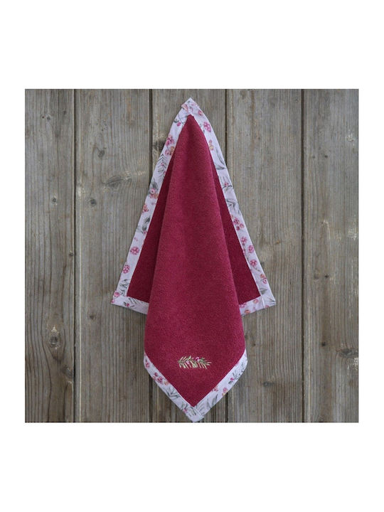 Nima Berries Towel from 100% Cotton in Red Color 40x40cm