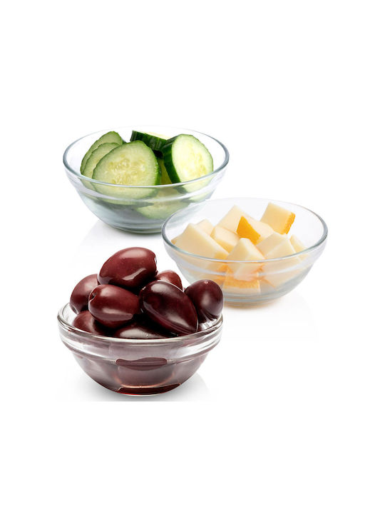 Alpina Appliances Servierschüssel Rund Glas Transparent mit Durchmesser 9cm 3Stück