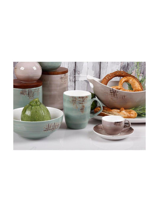Cryspo Trio Cereal Serving Bowl Round made of Porcelain Green with Diameter 16cm