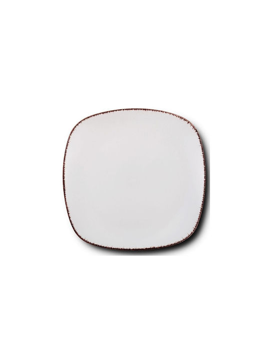 Nava White Sugar Plate Shallow Square Ceramic White 26x26cm