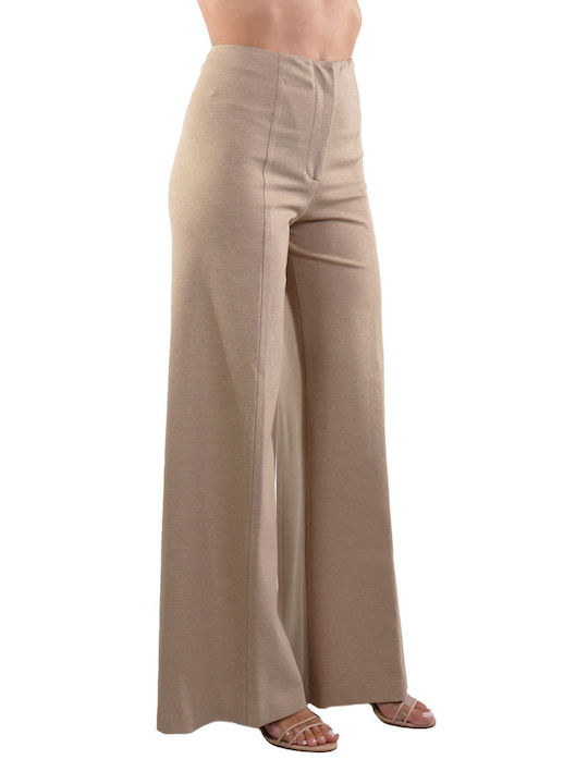 Liviana Conti Women's Fabric Trousers Dark Taupe