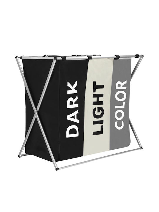 Laundry Basket 3 Compartments Aluminum Frame 60x40x68cm 146 Liters