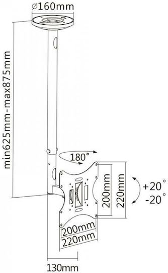 Sbox 107-01-000231 Βάση Τηλεόρασης Οροφής έως 43" και 30kg
