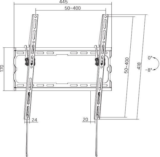 Sonora 230-0115 Βάση Τηλεόρασης Τοίχου έως 65" και 40kg Ασημί