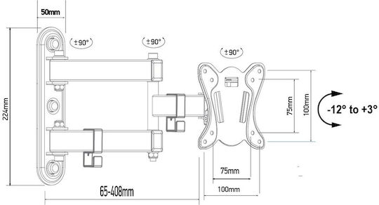 Maclean Energy MC-417 Wandhalterung für Fernseher bis 32" und 30kg Schwarz