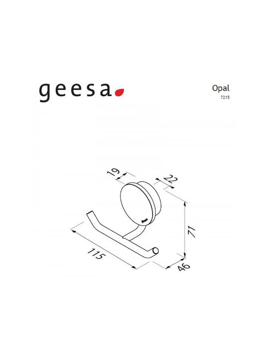 Geesa Opal Double Wall-Mounted Bathroom Hook ​4.69x4.69cm Black Matt