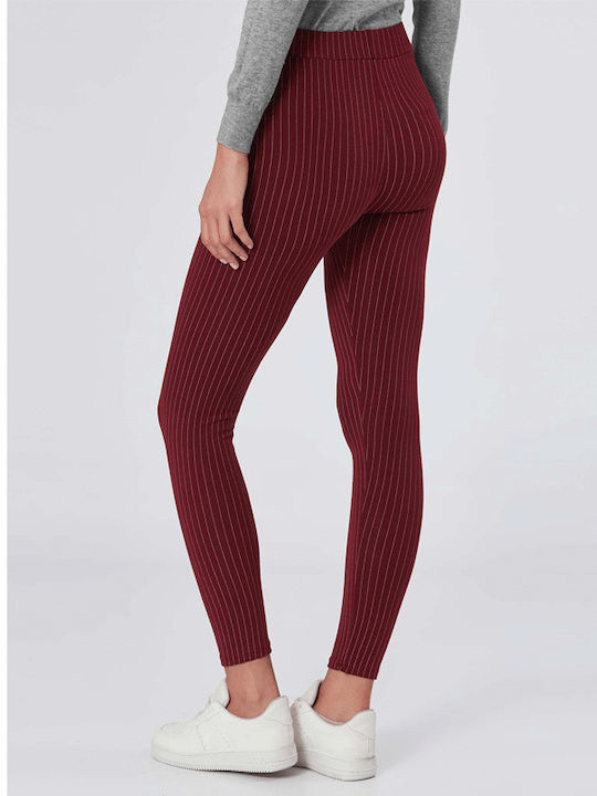 Basic Frauen Leggings Hochgeschnitten Burgundisch