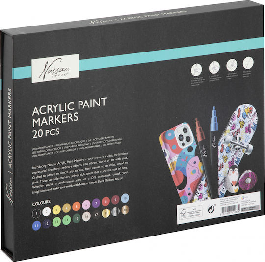 Nassau Fine Art Zeichenmarker 2.5mm Dünne Set 20Stück
