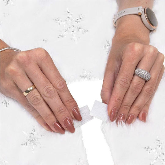 Weihnachtsbaumrock aus Polyester ''Schneeflocken'' Weiß mit Pelztextur Ψάθινη Φ55εκ.