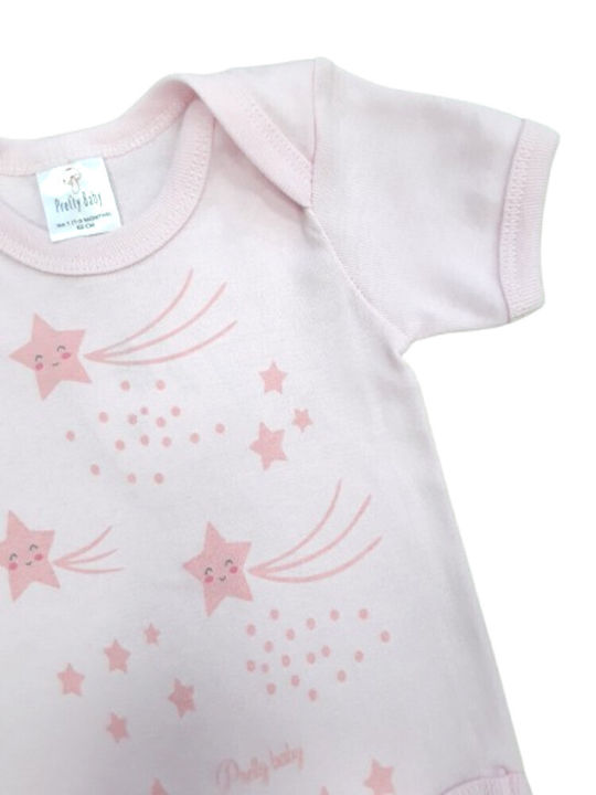 Pretty Baby Baby Bodysuit Underwear Short-Sleeved Stars Pink