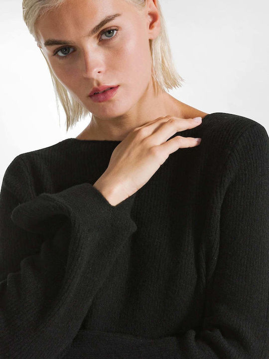 Rochie Midi Tricotată Neagră