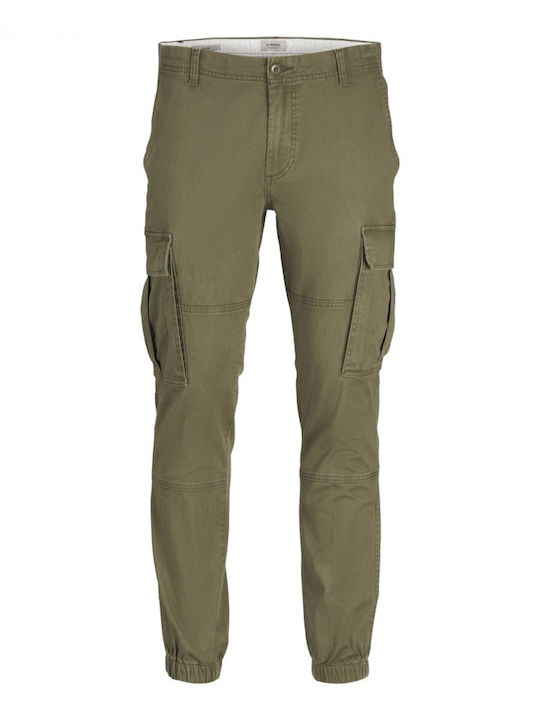 Trousers Cargo Elastic in Slim Fit Olive
