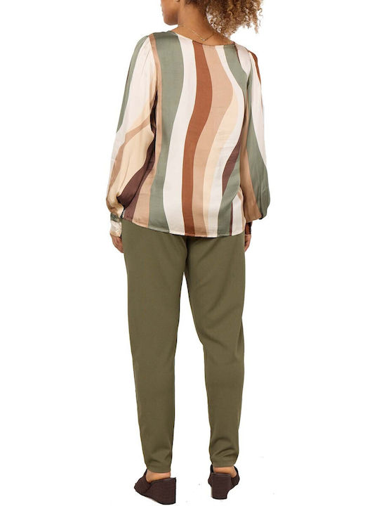 Women's Blouse Satin Green