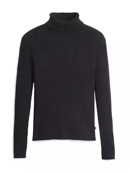 Women's Long Sleeve Sweater Cotton Turtleneck Black
