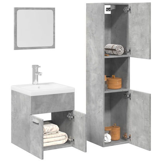 vidaXL Waschtisch ohne Waschbecken mit Spiegel L41xB46xH38.5cm Grey Concrete