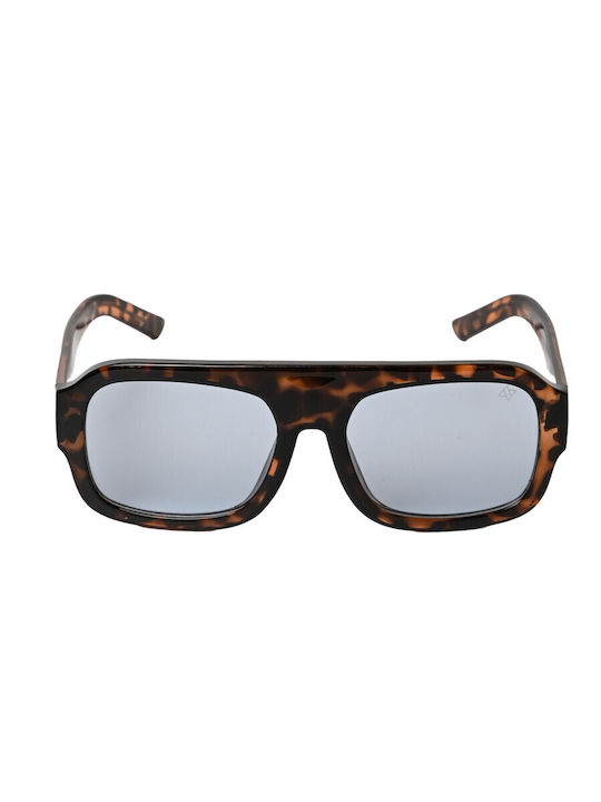 AV Sunglasses Mila Unisex Sunglasses with Brown Tartaruga Plastic Frame and Gray Lens 111-Mila Brown/Blue