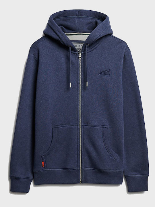 Superdry D2 Ovin Herren Sweatshirt Jacke mit Kapuze und Taschen Navy Blue