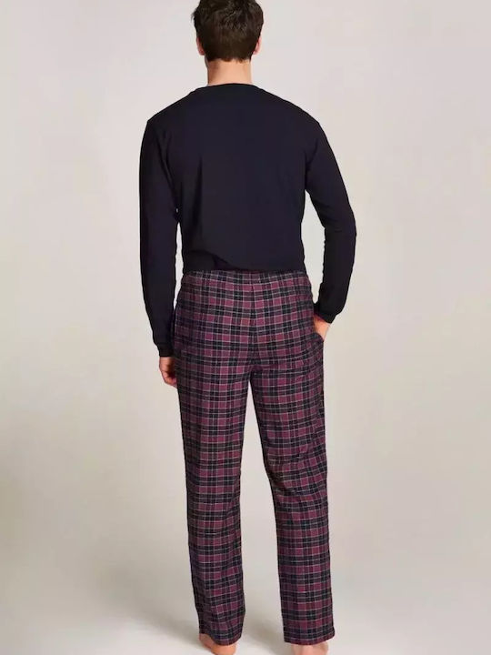 Tommy Hilfiger Χειμερινή Ανδρική Πιτζάμα Βαμβακερή Navy Μπλε