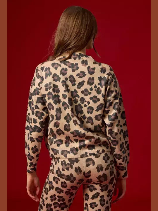 Desiree Damen Pullover Tierdruck Leopard