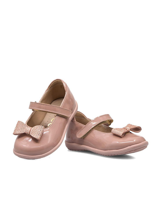 Ricco Mondo Kids Anatomic Patent Leather Ballerinas with Hoop & Loop Closure Pink