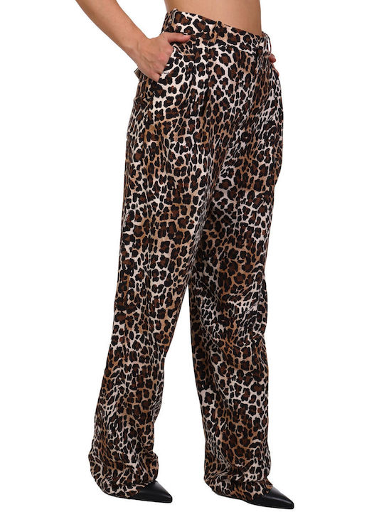 Elisabetta Franchi Damen Stoff Palazzo-Hose Leopard coffee