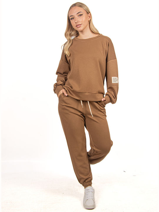 Ellen Femei Camel Set cu Pantaloni