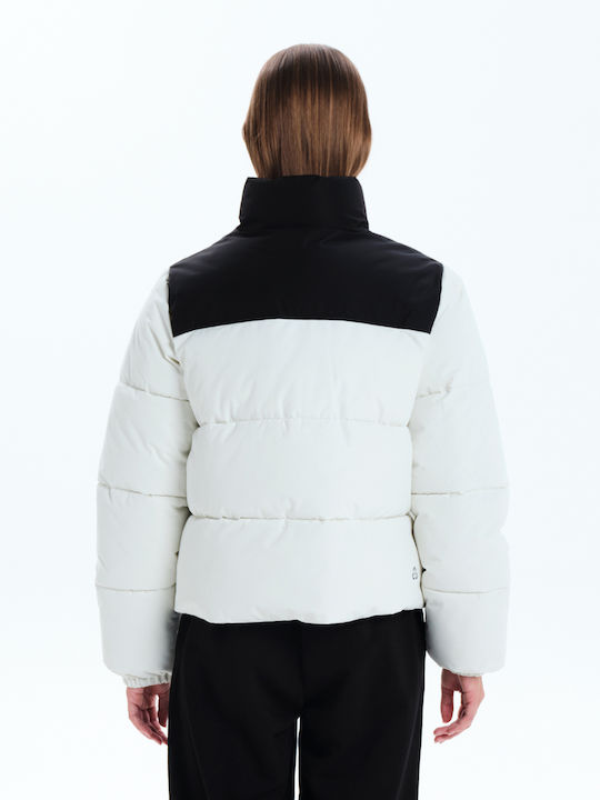 Basehit Women's Short Puffer Jacket for Spring or Autumn White