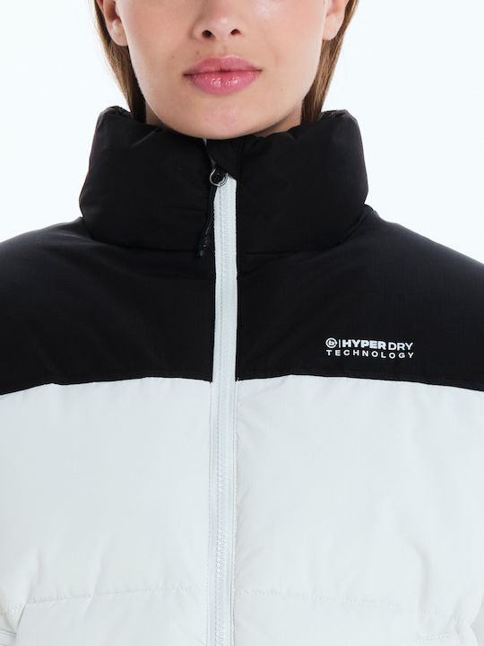 Women's Short Puffer Jacket for Spring or Autumn White