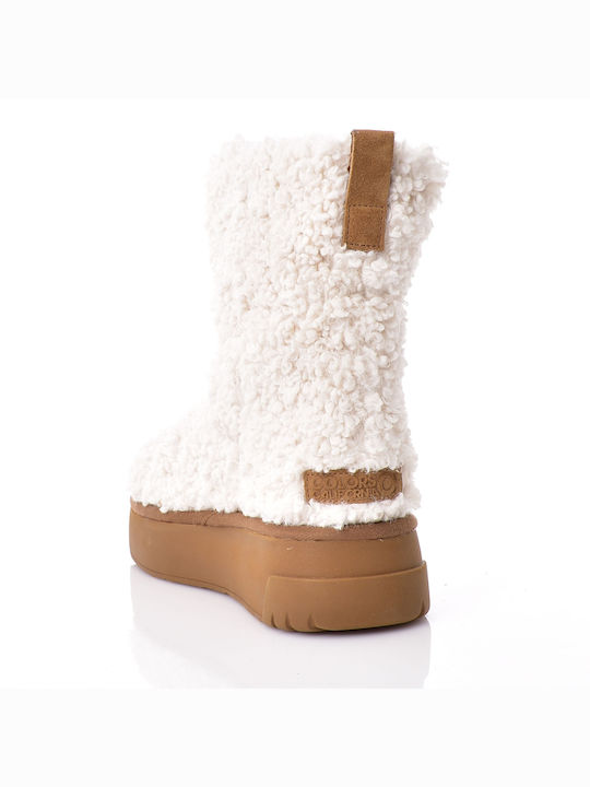 Women's Ankle Boots with Fur White