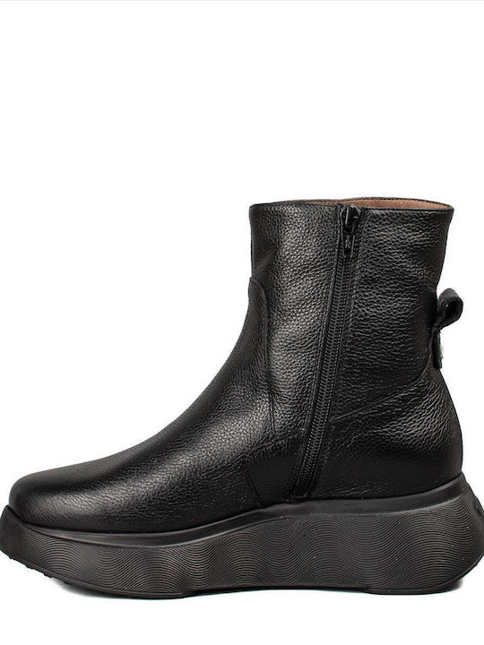 Wonders Leather Women's Ankle Boots Platform Black