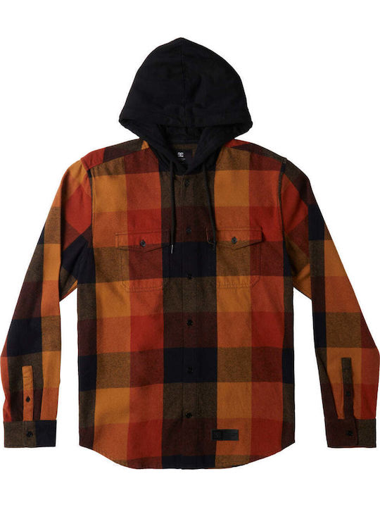 Ruckus Hooded Μακρυμάνικo Φανελένιο Πουκάμισο Καρό Black, Spice, Chipmunk
