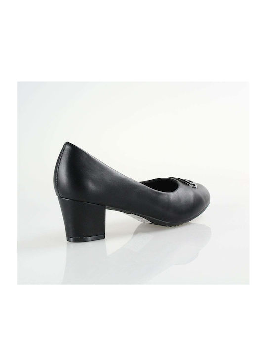 Blondie Synthetic Leather Black Medium Heels